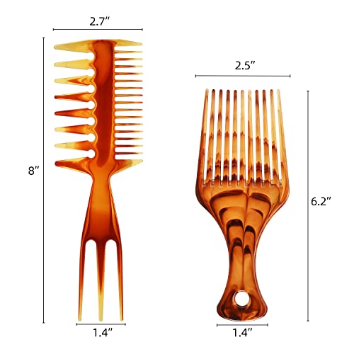 Tbestmax 2 Pcs Hair Comb and Afro Pick Styling Set for Hair Brushes