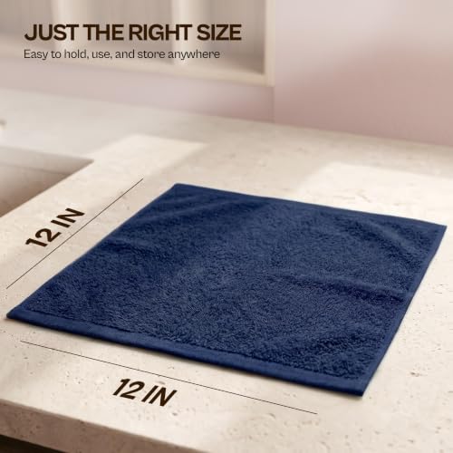 Utopia Towels 12-Pack Cotton Washcloth Set - Soft, Highly Absorbent, Navy