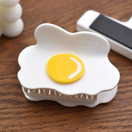 Sunny Side Up Egg Hair Claw Clip 3.1 Inch Non-Slip Poached Egg Barrette