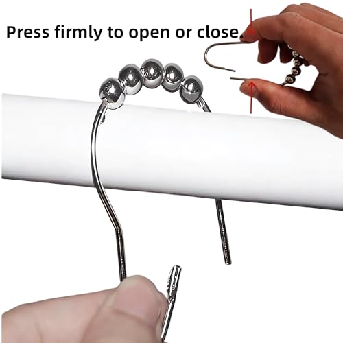 12 Cherry-Decorated Stainless Steel Shower Curtain Hooks - Rust-Resistant
