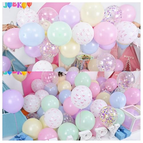 Pastel Bow Balloon Set - 55 Pcs Confetti & Macaron Party Decor