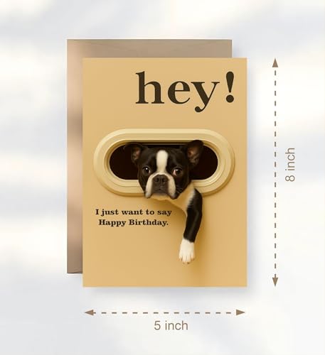 Funny Boston Terrier Birthday Card - Cute Dog Greeting Card