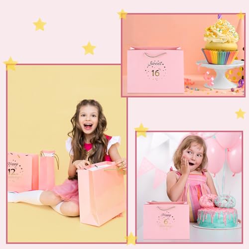 Rose Gold 6th Birthday Gift Bag with Wrapping Paper & Card