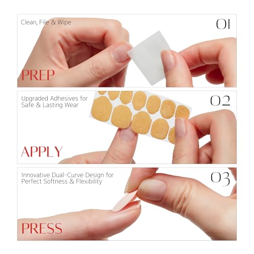ako Almond Press On Nails - Pearl White French Tips Glossy Acrylic Fake Nails Kit