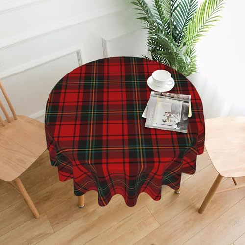 70-Inch Round Christmas Tablecloth Red Green Checkered Holiday Decor