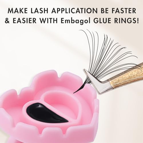 Embagol 100 PCS Eyelash Extension Glue Rings Disposable Heart Blossom Cups