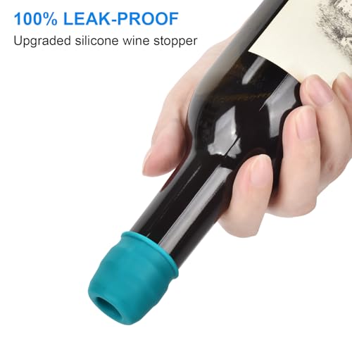 6 Pack Silicone Wine Stoppers by Brusoon - Leak-Proof Seal