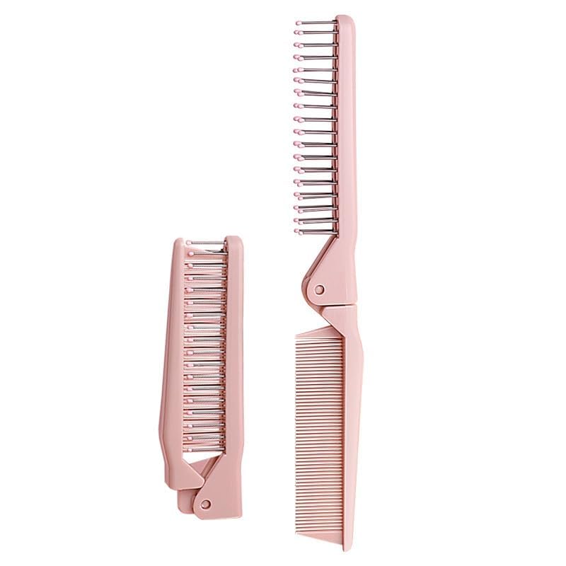 DreamAug Folding Pocket Comb - Pink Travel Hair Comb for Women