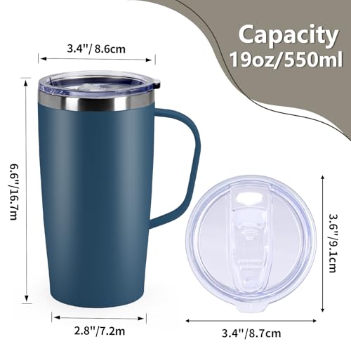 19oz Insulated Coffee Mug with Handle - Stainless Steel Travel Tumbler