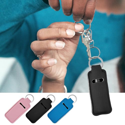 3 Pack Neoprene Chapstick Holder Keychains for Women Lip Balm