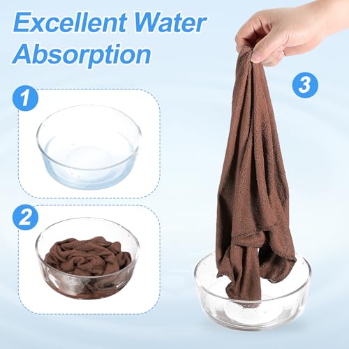 HARFINGTON Microfiber Cleaning Cloths, 24" x 12" Brown Absorbent Rags (2 Pack)
