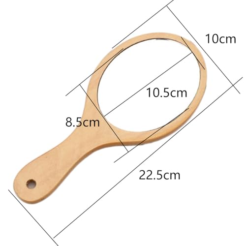 Lasenersm Oval Wooden Handheld Makeup Mirror - Ergonomic Vanity Mirror