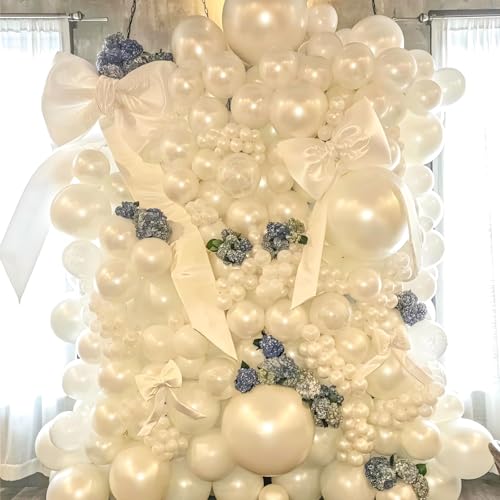 50pcs 12-Inch Double-Stuffed Pearl White Balloons for Party Decorations