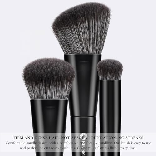 KINGMAS 3-Piece Kabuki Makeup Brush Set - Foundation, Contour & Concealer