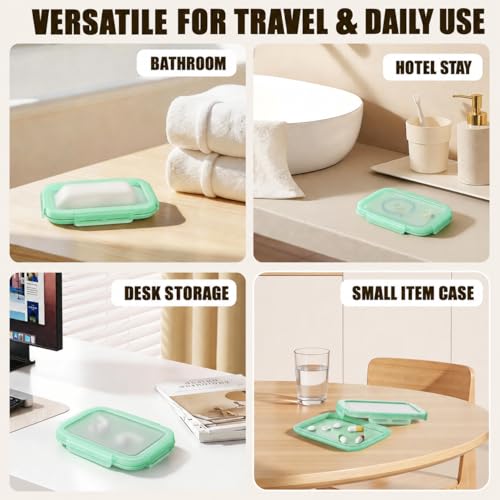 LUSTRIB Travel Soap Case - Leak-Proof Silicone Holder with Drain Tray