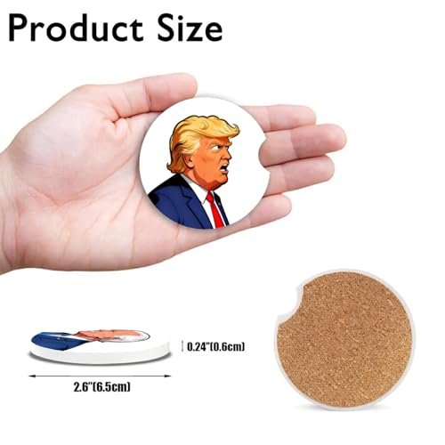 Absorbent Ceramic Car Coasters Set of 2 - 2.56" Funny Gift