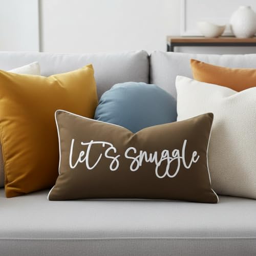 Let's Snuggle Decorative Lumbar Pillow Cover - Brown 12x20"