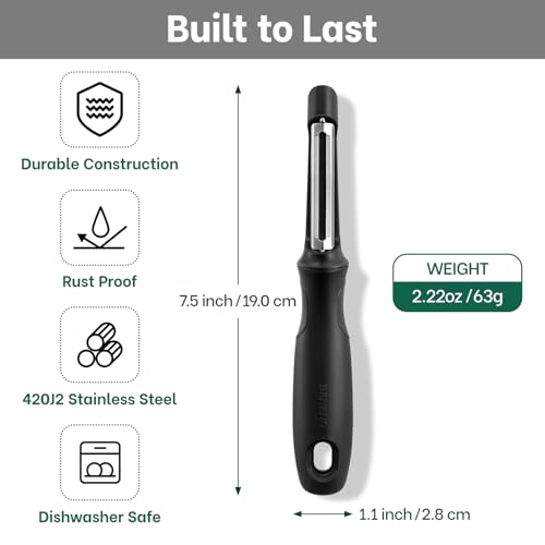Beneno Swivel Vegetable Peeler - Razor-Sharp Stainless Steel Blade & Ergonomic Grip
