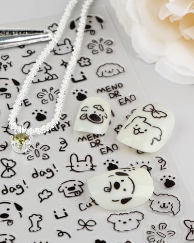 Black Puppy Nail Stickers - Self-Adhesive Trendy Nail Art Decals