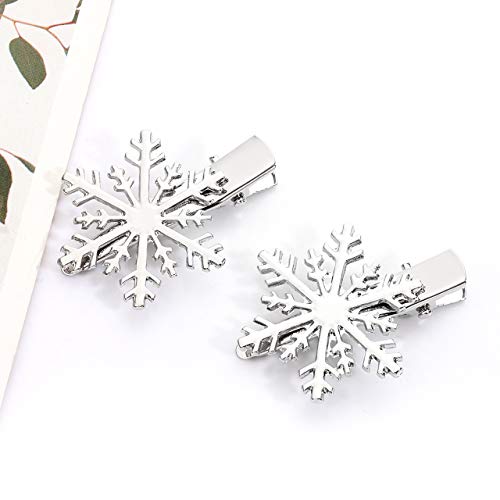 NVENF 6PCS Christmas Snowflake Hair Clips Rhinestone Holiday Hairpins