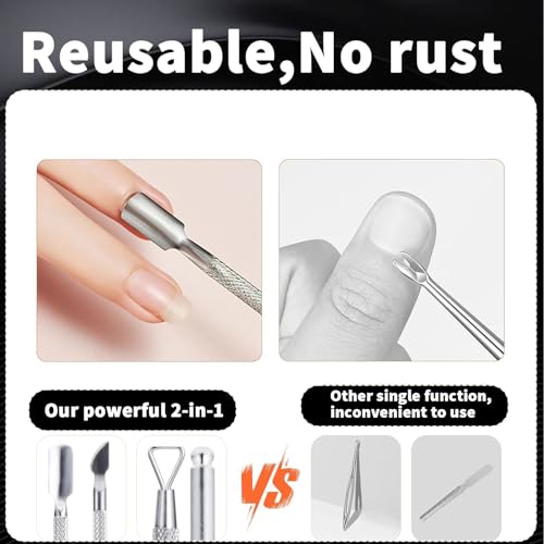 Stainless Steel Cuticle Pusher and Remover Tool 2-Pack with Case