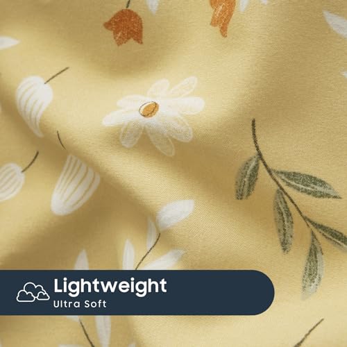 Wake In Cloud Floral Pillow Cases - Soft Yellow 20x26 Inches, Set of 2