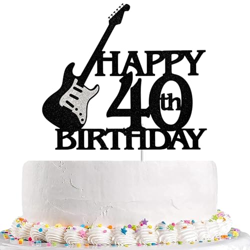 Guitar Happy 40th Birthday Cake Topper | Rock Party Decoration