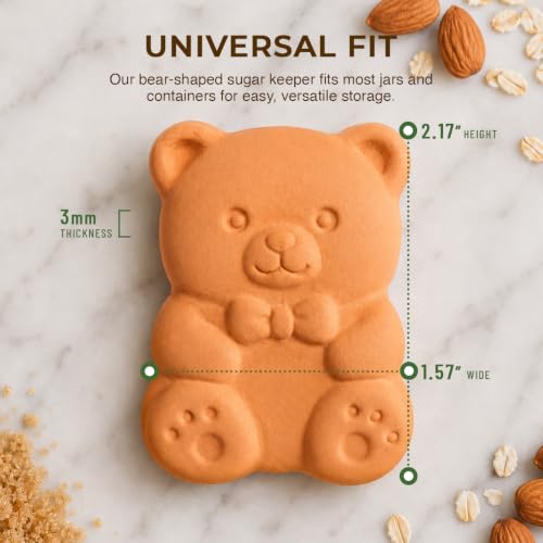 Vivid Works Brown Sugar Bear Keeper - Reusable Terracotta Moisture Regulator for Softening Sugar, 1 Pack
