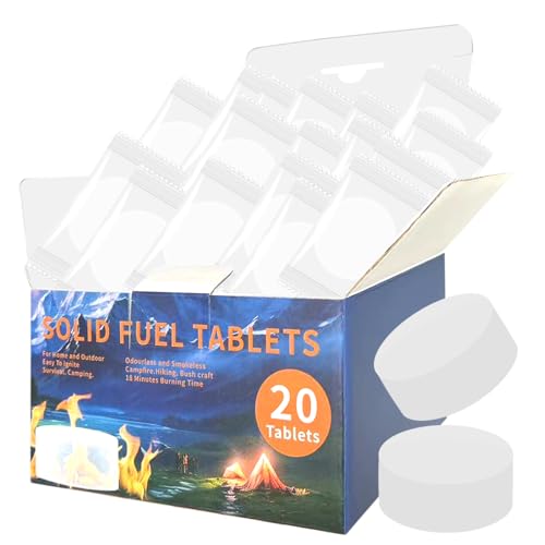 LANXUANR Solid Fuel Tablets, 20-Pack (15g) - Smokeless Fire Starter