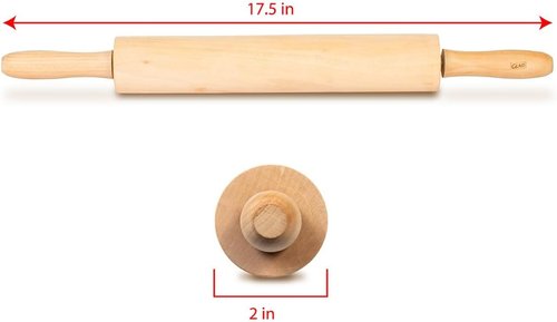 Glad Wood Rolling Pin - 17.5 Inch Heavy-Duty Dough Roller for Baking Pizza & Cookies