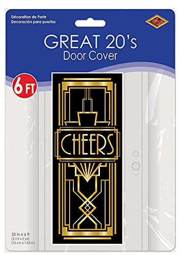 Beistle Cheers Door Cover - Black & Gold 1920s Party Decor
