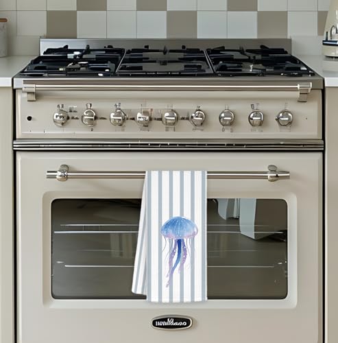 Blue Jellyfish Kitchen Towel Nautical Beach Hand Towel 16x24