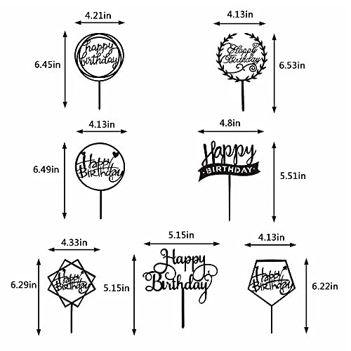 Happy Birthday Cake Topper Set - 28 Cupcake Picks in 7 Styles