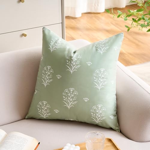 Sage Green Boho Throw Pillow Covers 20x20 Inch, Set of 2 Double-Sided