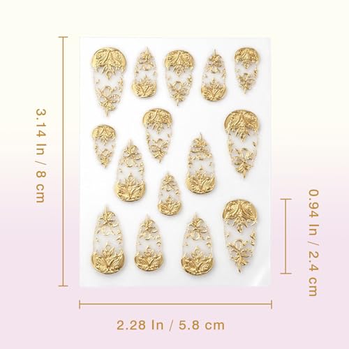 3D Gold Nail Art Stickers Set – Self-Adhesive Metallic Foil Decals (3 Sheets)