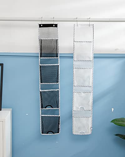 Jelier Mesh Shower Caddy Organizer - Hanging 4-Pocket Storage, White Multi