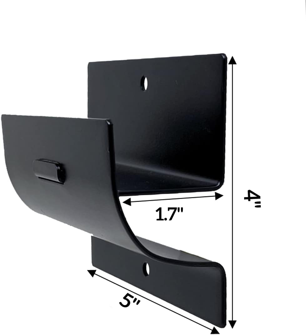 Tetra-Teknica GMH-01-2P | 4-Inch Steel Wall Mount Ladder & Wheelbarrow Hanger - Matte Black, Set of 2