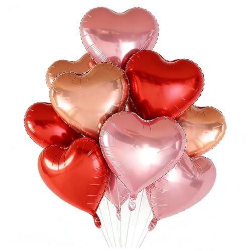 24-Pack 18-Inch Heart Foil Balloons for Valentine's Day Decor