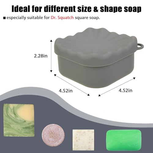 Dark Gray Square Soap Case for Dr. Squatch - Silicone Travel Holder