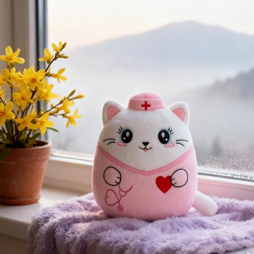 Nurse Cat Plush Toy - 8 Inch Soft Cuddly Gift for Nurses