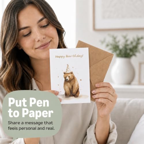 Birthday Greeting Card Multipack Set - 10 Watercolor Animal Designs, Blank Inside with Envelopes