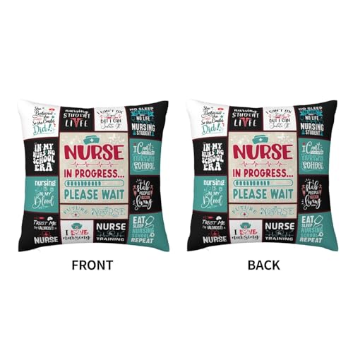 Nursing Student Throw Pillow Cover 18x18 Inches - Graduation Gift for Women, Future Nurse Gift, Nurse Graduation 2026, IYUBOFU