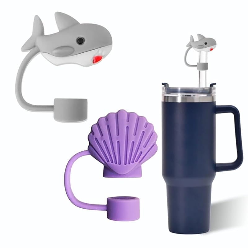 Marine Animal Silicone Straw Covers for Stanley Cups - Set of 3