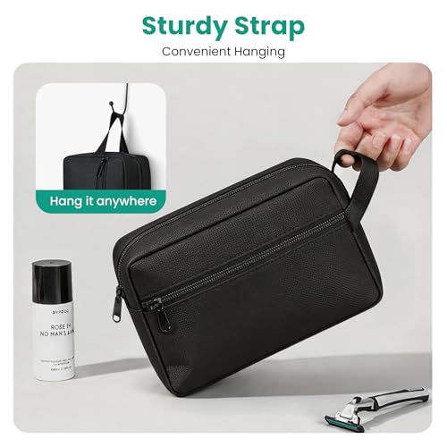 ZENBAGTH Small Travel Toiletry Bag for Women and Men Black Cosmetic Bag