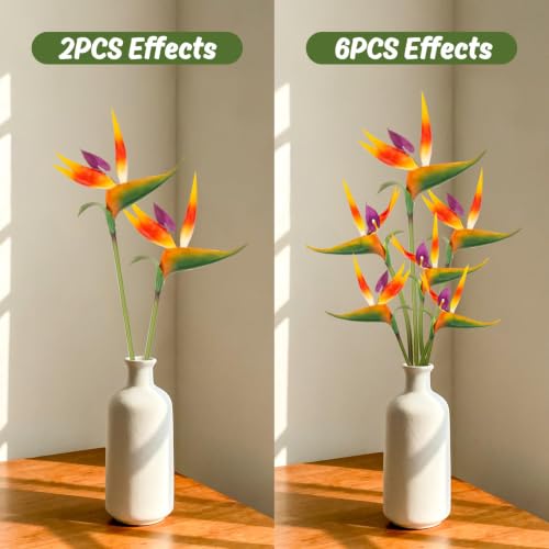 Rainflow Sunset Red Bird of Paradise Artificial Plant - Tropical Flowers, 2 Pack