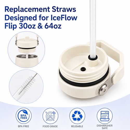 Joshey Replacement Straws for Stanley IceFlow Flip 30oz (1.0 Version) - 8 Pack