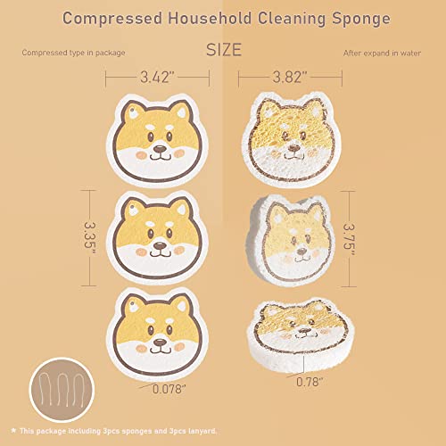 Vilphel Smile Dog Kitchen Sponges 3 Pack - Natural & Reusable