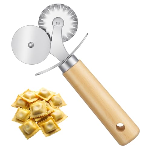 Sibba Double Wheel Ravioli & Pastry Cutter with Wooden Handle