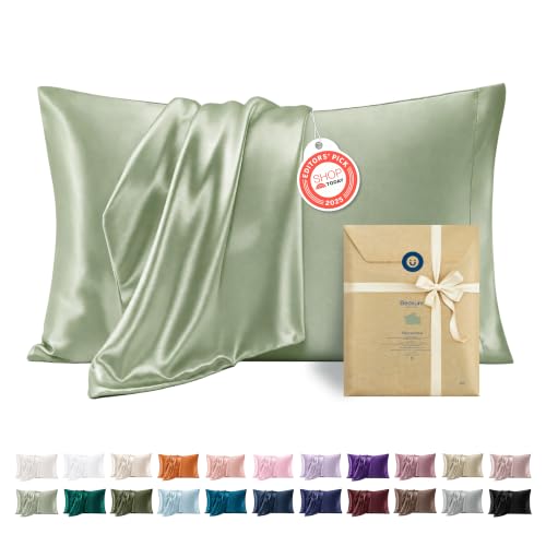 Bedsure Satin Pillowcase Set of 2 - Standard Size 20" x 26" in Sage Green