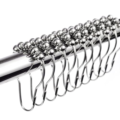 LIHAO Brushed Nickel 12-Piece Rustproof Stainless Steel Shower Curtain Rings Hooks